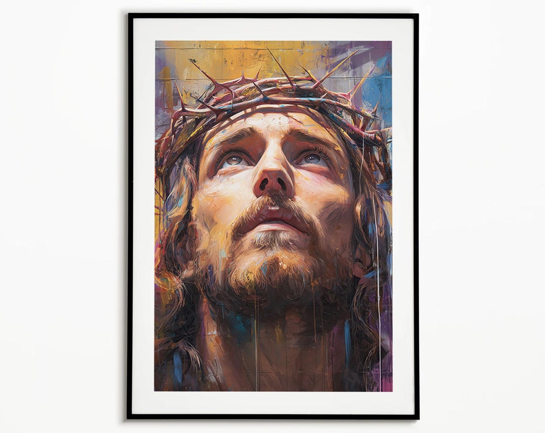 Jesus Crown of Thorns Art, Modern Christian Wall Art, Colorful ...