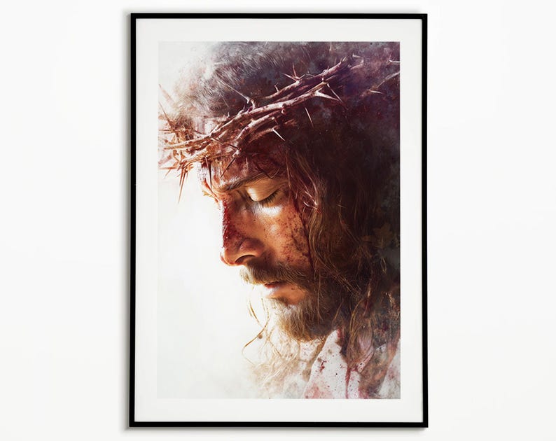 Jesus Crown of Thorns Art, Passion of Christ Art, Christian Wall Art ...
