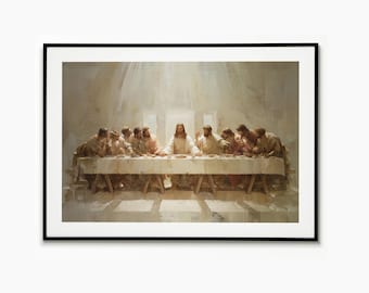 Last Supper Poster, Catholic Art Print, Jesus Artwork, Religious Christian Posters, Christianity Gift for her, Jesus Print