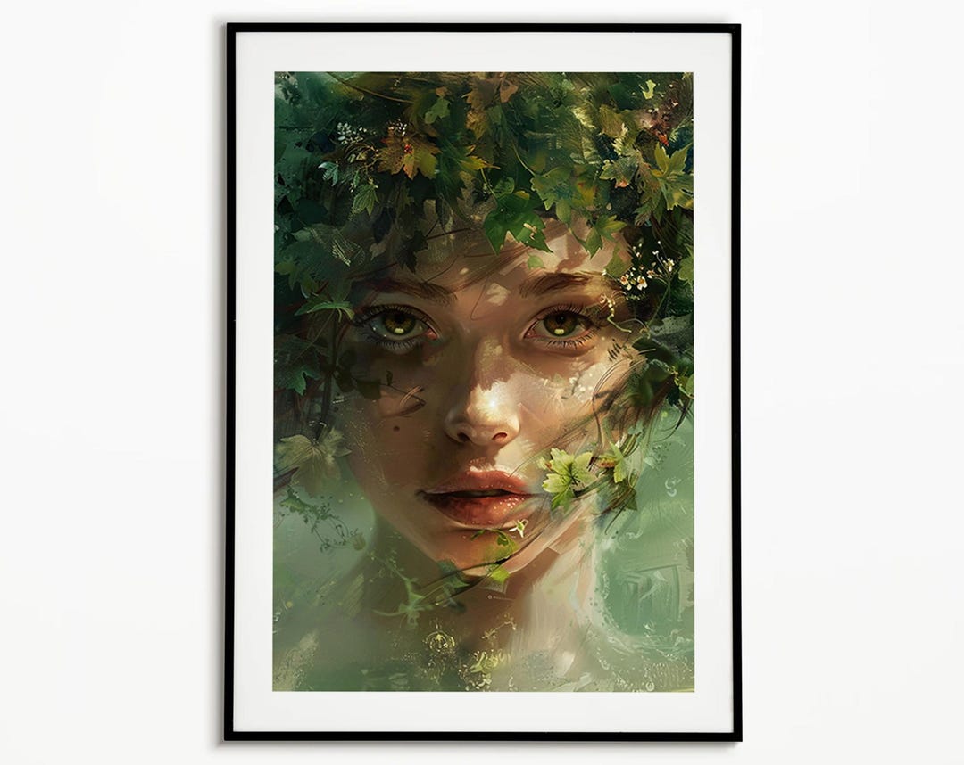 Nature Goddess Portrait – Ethereal Woman With Leaves, Fantasy Botanical ...