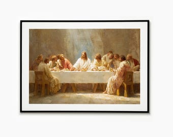 Last Supper Poster, Catholic Art Print, Jesus Artwork, Religious Christian Posters, Christianity Gift, Jesus Print