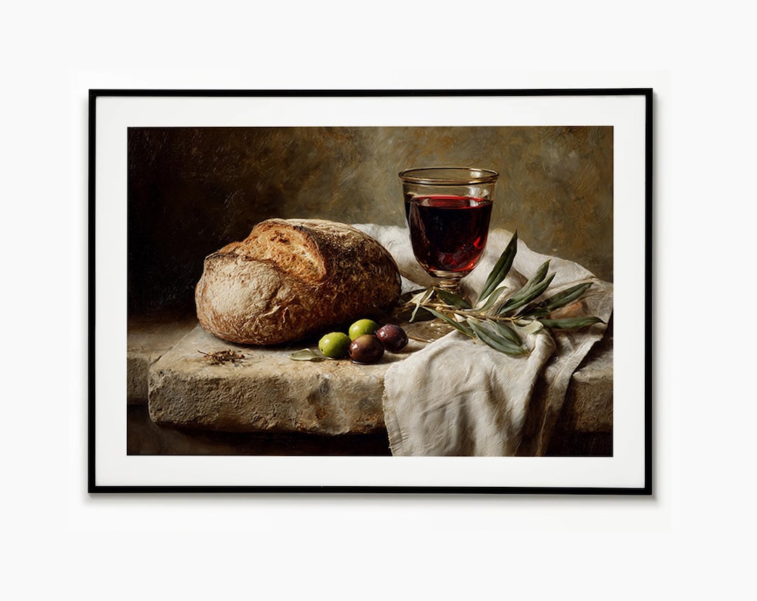 Still Life Art, Bread and Wine Poster, Jesus Art, Last Supper