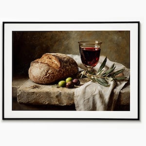Still Life Art, Bread and Wine Poster, Jesus Art, Last Supper
