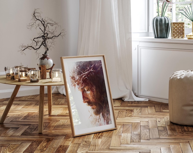 Jesus Crown of Thorns Art, Passion of Christ Art, Christian Wall Art ...