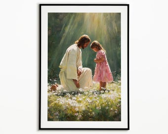 Jesus With Children Poster, Christian Wall Art, Faith Wall Art, Christian Decor, Religious Artwork, Jesus Love