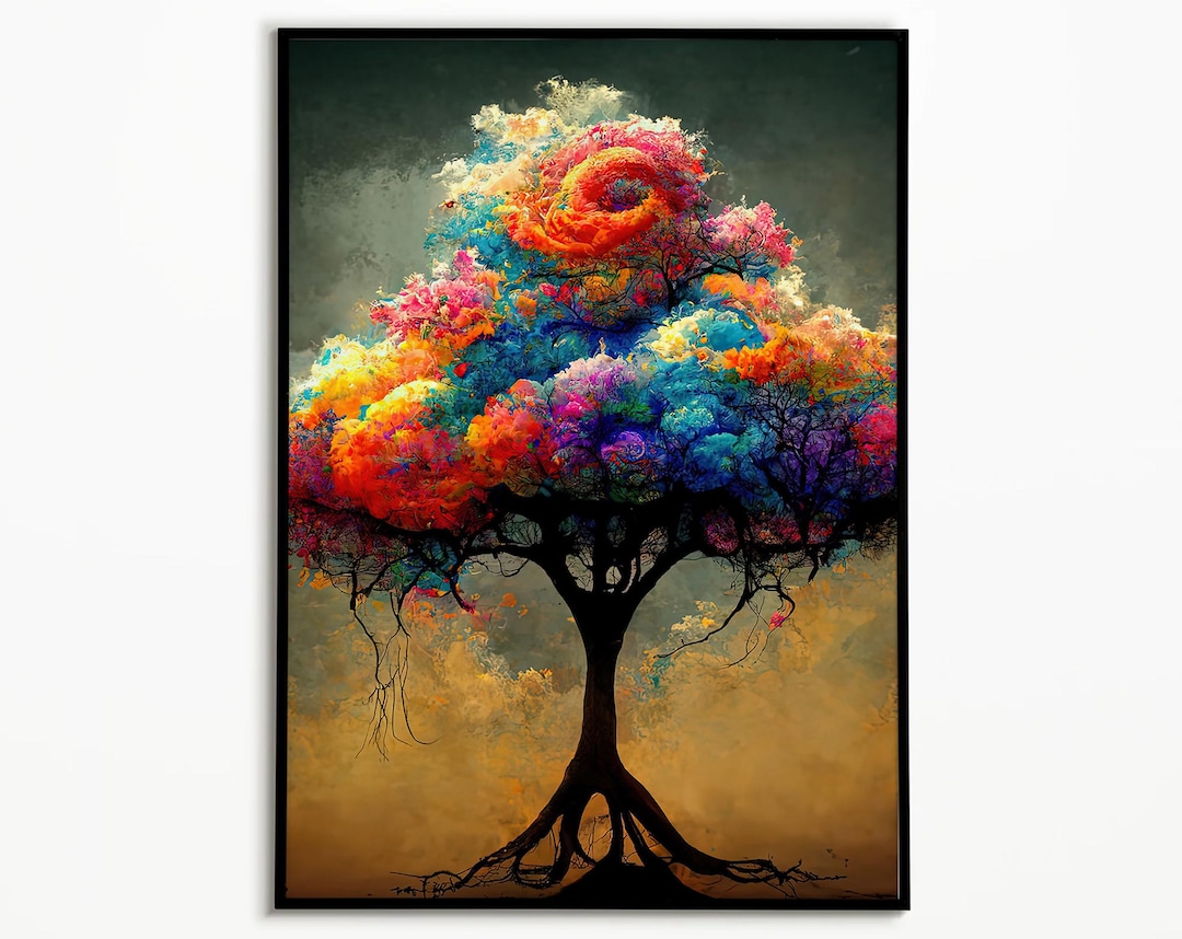 Fantasy Tree of Life Art Print, Mystical Spiritual Poster, Sacred ...