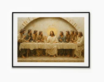 Last Supper Decor, Catholic Art Print, Jesus Artwork, Religious Christian Posters, Christianity Gift for her, Jesus Print
