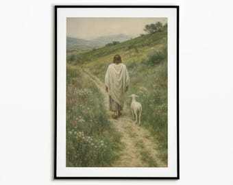 Jesus Leaves The 99, Christian Art, Good Shepherd Artwork, Lost Sheep Parable, Bible Art