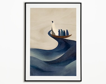 Arte mural "Jesús calma la tormenta", impresión cristiana moderna, obra bíblica, decoración religiosa inspiradora para el hogar
