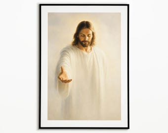 Follow Me, Jesus Portrait Art, Christian Decor, Catholic Art Wall Art, Picture of Christ LDS, Bible Art Poster, Jesus Love