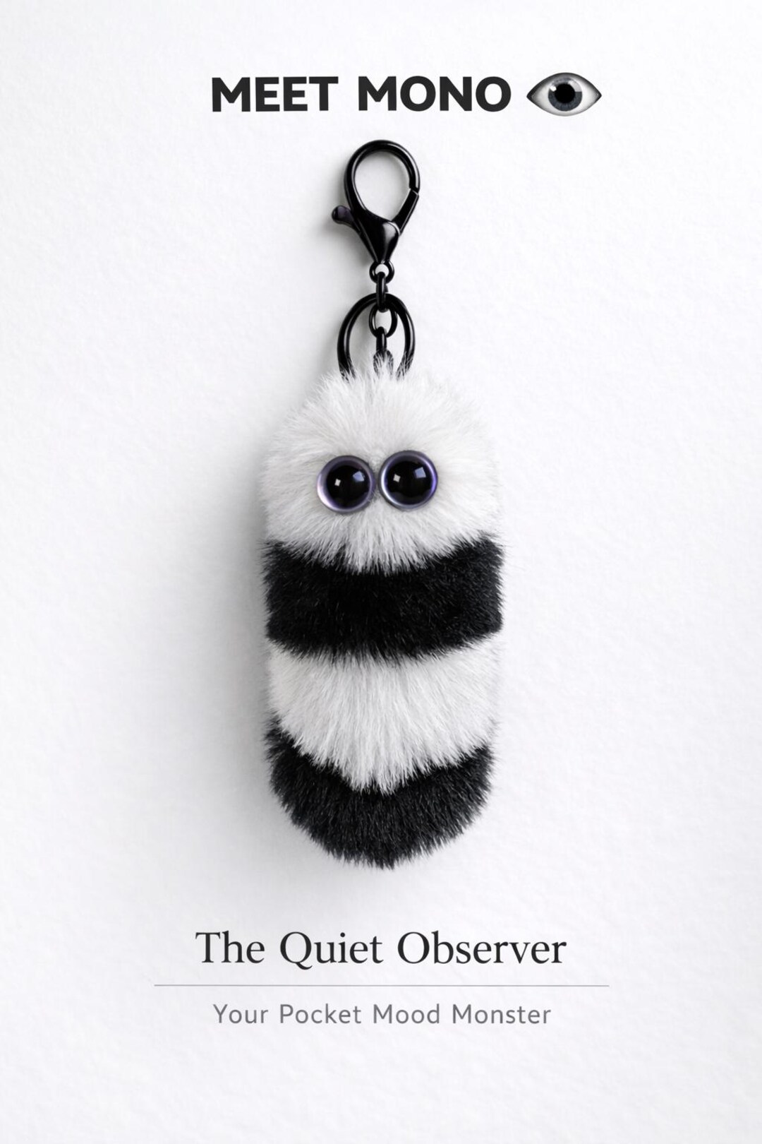Grottemon Keychain Fluffy Keychain, Goth Pocket Mood Monster, Handmade Bag Charm - Etsy