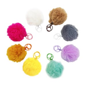 Handmade Pom Pom Keychain, Faux Fur Bag Charm Backpack Accessory