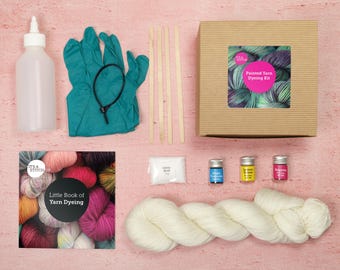 Hand Painted Yarn Dyeing Kit for beginners – 100g merino or British wool – dyes, equipment, colour booklet