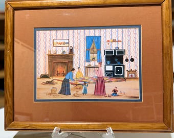 Vintage 1983 Beth Cummings Limited Edition Folk Art Print – Signed & Numbered