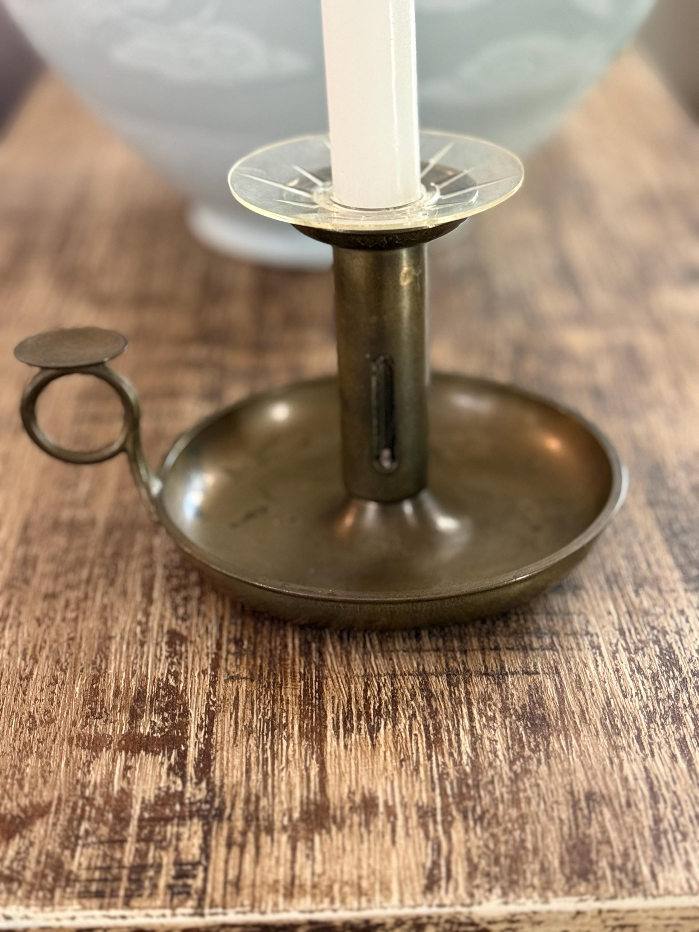 アンティーク雑貨 Antique Enamel Chamberstick vintage enamel brass candlestick holder pair – 86 Vintage