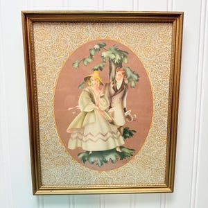 Vintage Brewster lithograph featuring a Victorian couple