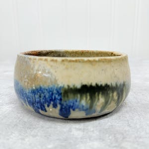 Studio tea pottery bowl with two toned glaze