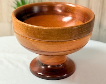 Vintage wooden pedestal bowl