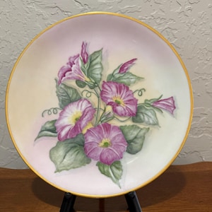 Vintage Porcelain plate with pink flowers