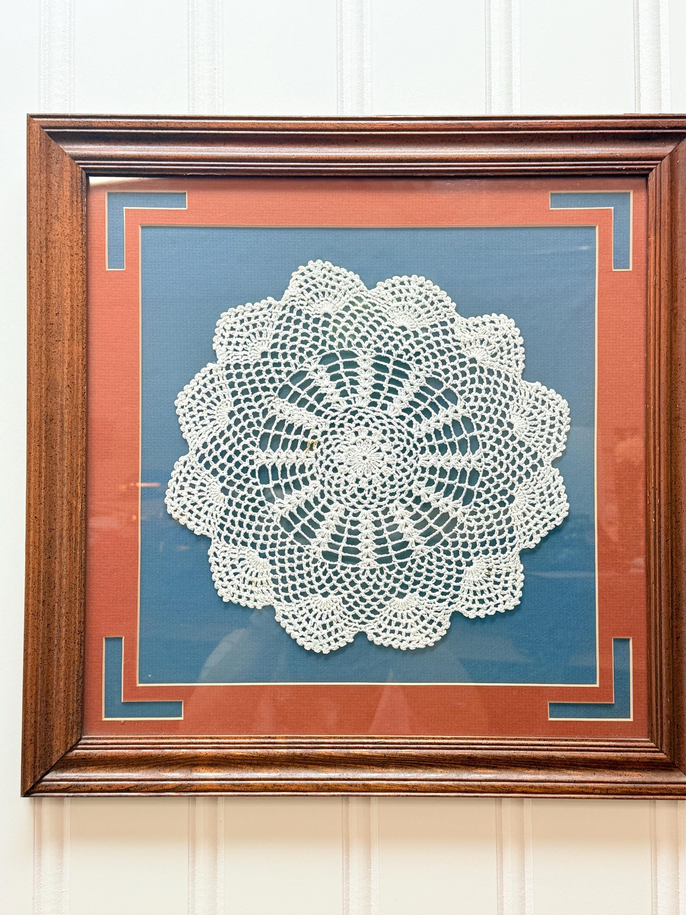 Framed Vintage Handmade Crochet Doily (folk Art) - Etsy