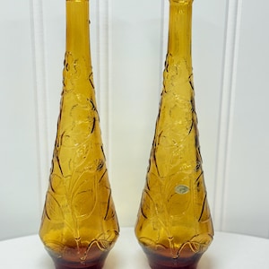 Empoli Mid-century Modern Amber glass vases (set)