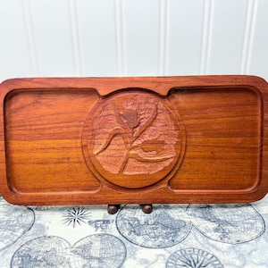 Teak serving Tray mid-century modern made in Thailand