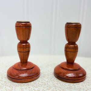 Vintage turned Wooden candlesticks