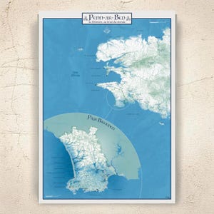 Carte Finistère, Pays Bigouden, France – Cartographie plan artistique | Affiche cartographique murale | Lieux culture vacances