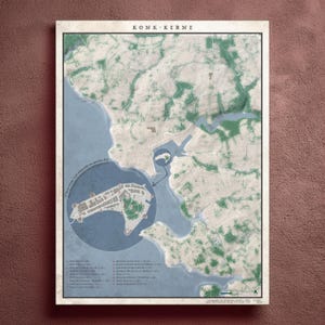 Carte de Concarneau et la Ville Close (Bretagne, France) – Cartographie plan artistique | Affiche cartographique murale | Plan historique