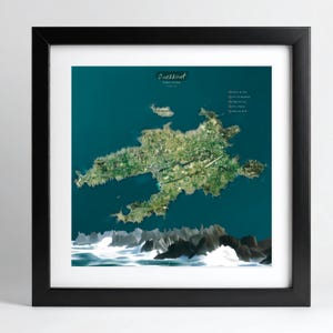 Ouessant Island Poster – Artistic Cartography | Wall Poster | Watercolor Map Drawing | Summer Holiday Gift Idea Decoration
