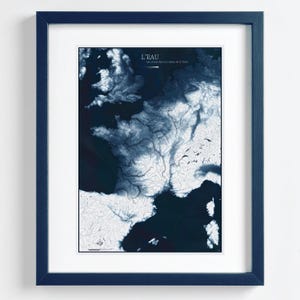 Kaart van Frankrijk, Europa, wateren, rivieren – Artistieke plattegrondcartografie | Wandkaart Poster | Hydrografisch netwerk