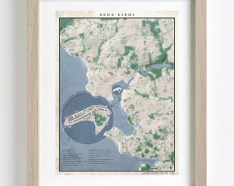 Map of Concarneau and the walled city (Brittany, France) – Artistic map | Wall map poster | Historical map