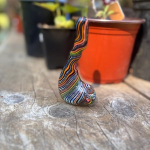 Multi colored Sherlock pipe. Hand blown glass made in Oregon.