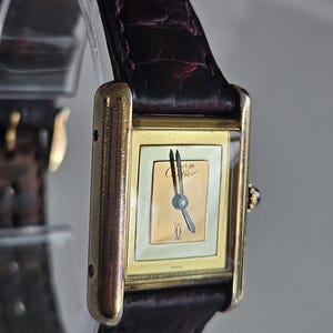 Cartier Tank watch Trinity vermeil Argent Gold-plated 925 wristwatch Must De women's ladies gift sale new strap