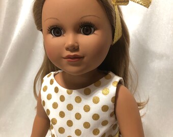 Gold Polka Dot Party Dress for 18 in Doll