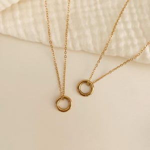 Gold Carabiner Necklace  • Removable Charm Keeper • Circle Carabiner Charm Necklace • Waterproof Jewelry • Cable Loop Chain • Gift for Her