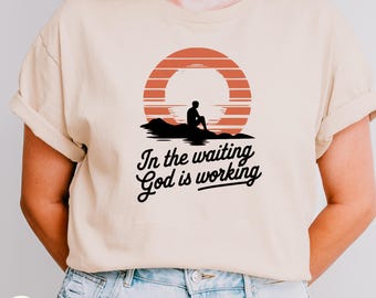 In the Waiting God Is Working PNG, Christian Shirt Design, Faith Mug Sublimation, Religious Quote PNG, Bible Verse Digital File