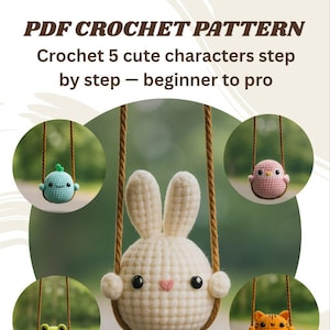 Amigurumi Crochet Pattern Bundle: Bunny, Bird, Penguin, Tiger, Frog (PDF Download)