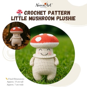 Little Mushroom Crochet Pattern | Plush Amigurumi Toy | Digital PDF Download | Beginner Friendly