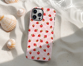 Watercolor Summer Strawberries Phone Case Fruit Lover Girl iPhone 17 16 15 14 13 12 11 Pro Max