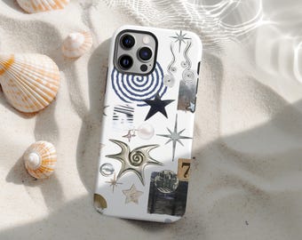 Retro Whimsy Artistic Collage Phone Cases, Star Phone Case, Aesthetic Cover, Abstract Funky Designs,  iPhone 17 16 15 14 13 12 11 Pro Max