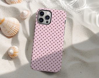 Polka Dot iPhone Case: Slim Shockproof TPU Cover, Pink Polka Dot Phone Case, Retro Coquette Aesthetic Cover, iPhone 17 16 15 14 13 12 11
