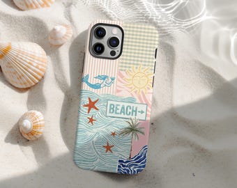 Strand Palme Handyhülle, Beachy Tropical Handyhülle, Sommer Sea Beach Lovers Cover für iPhone 16 15 14 13 12 11 Pro Max