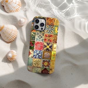 Funda para teléfono con estampado completo de estilo mosaico retro para iPhone 17 16 15 14 13 12 11 Pro Max, Samsung S25 S24 S23 Ultra