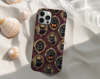 Vintage Cat Collage Phone Case, Whimsical Retro Animal Pet Lover Gift, Black Cat Phone Case, iPhone 17 16 15 14 13 12 11 Pro Max