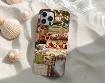 Retro Whimsy Artistic Collage Phone Case, Whimsical Artistic Design, Vintage Apple Patchwork Aesthetic Cover for iPhone 17 16 15 14 13 12 11