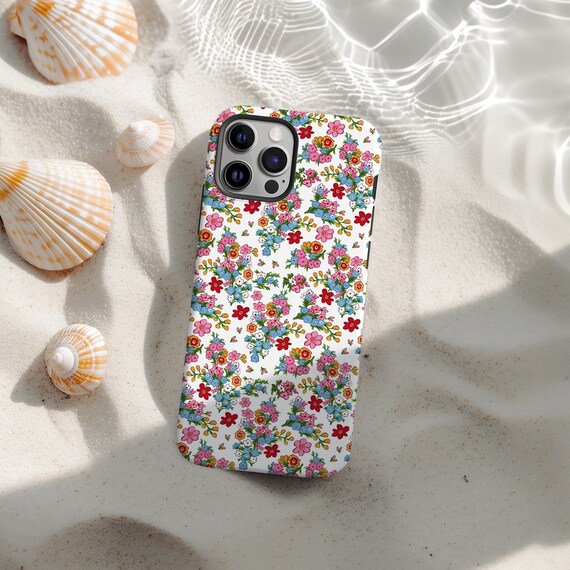 Floral Girly Phone Case, Cute Flower Design, Retro Chic Accessories, iPhone 16 15 14 13 12 11 Pro Max, Floral Tech Gift