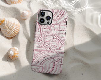 Beach Flamingo Phone Case, Elegant Pink Bird Pattern for iPhone 16 15 14 13 12 11 Pro Max, Tropical Summer Gift Idea for Her
