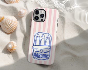 Coque de téléphone poisson, coque rétro sardine, poisson, océan, animaux marins, anchois, coque de téléphone 16 15 14 13 12 11 Pro Max X XS XR