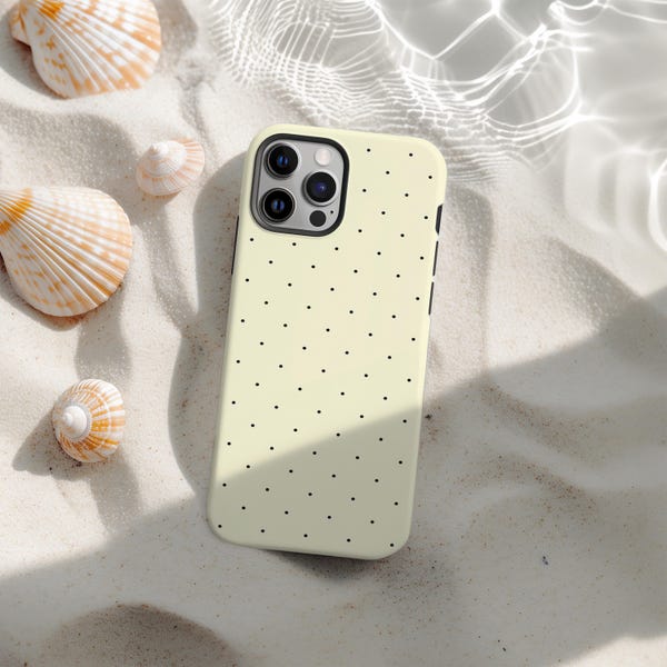 Gelbe Polka Dot Handyhülle, Minimalistische ästhetische weiche Mädchen Hülle, Retro Kokette gepunktete Hülle für iPhone 17 16 15 14 13 12 11 Pro Max